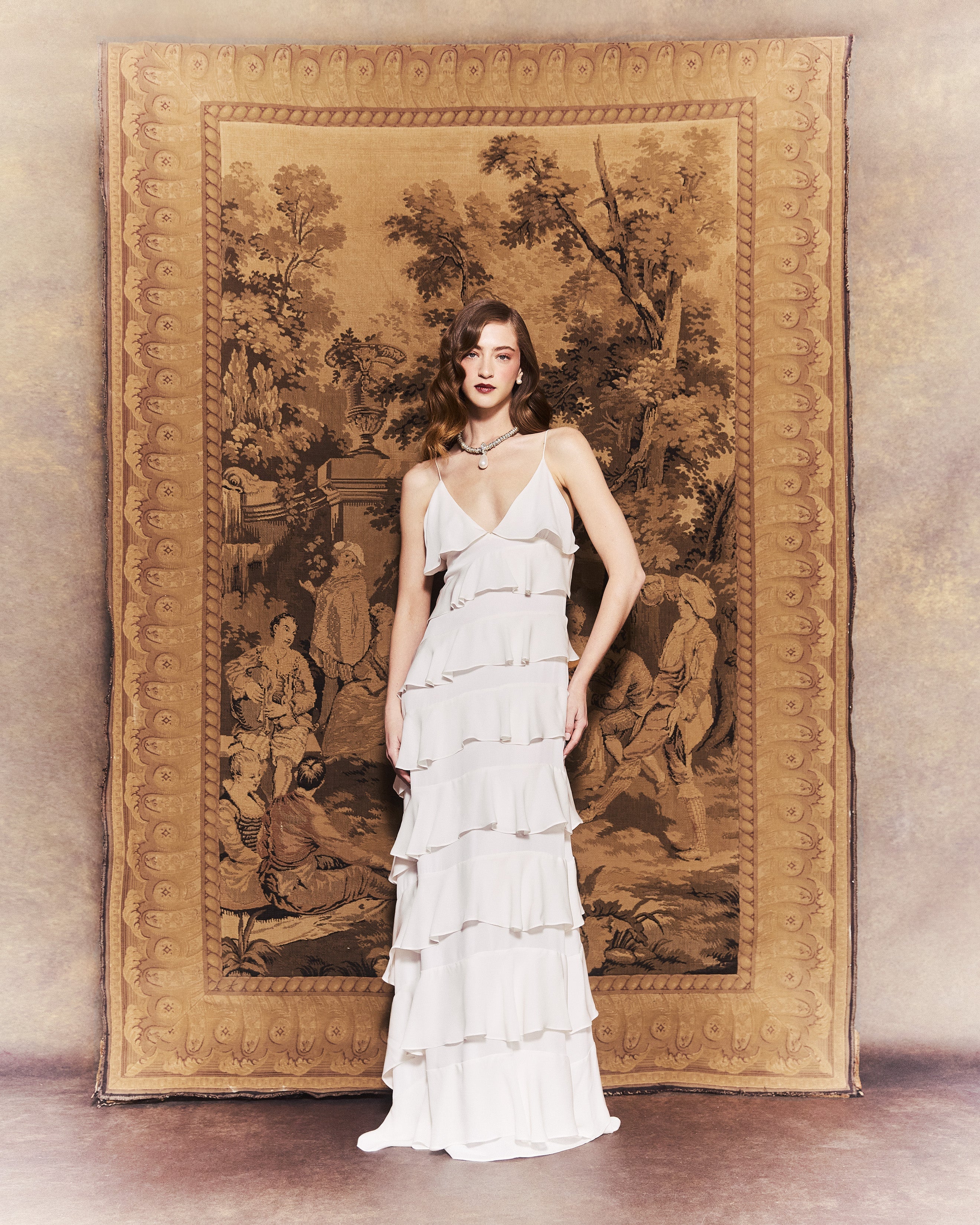 Araminta Dress in Ivory Double Georgette