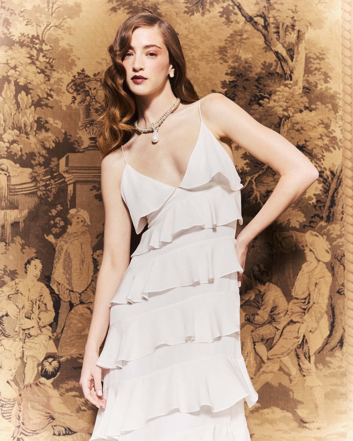 Araminta Dress in Ivory Double Georgette