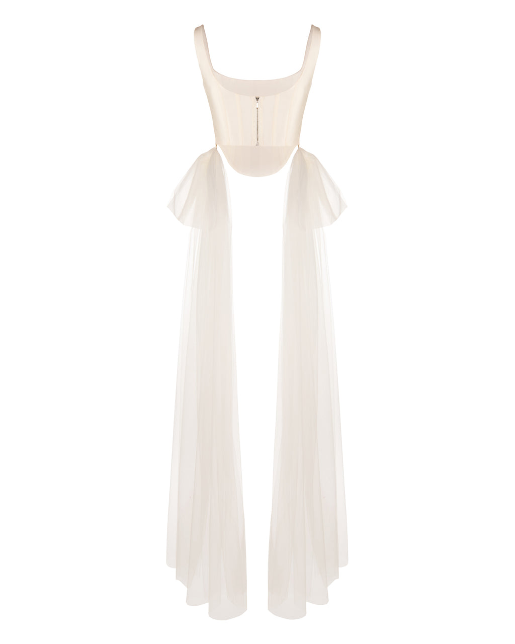 Bonnie Corset Top in Ivory Silk Wool with Tulle Bows