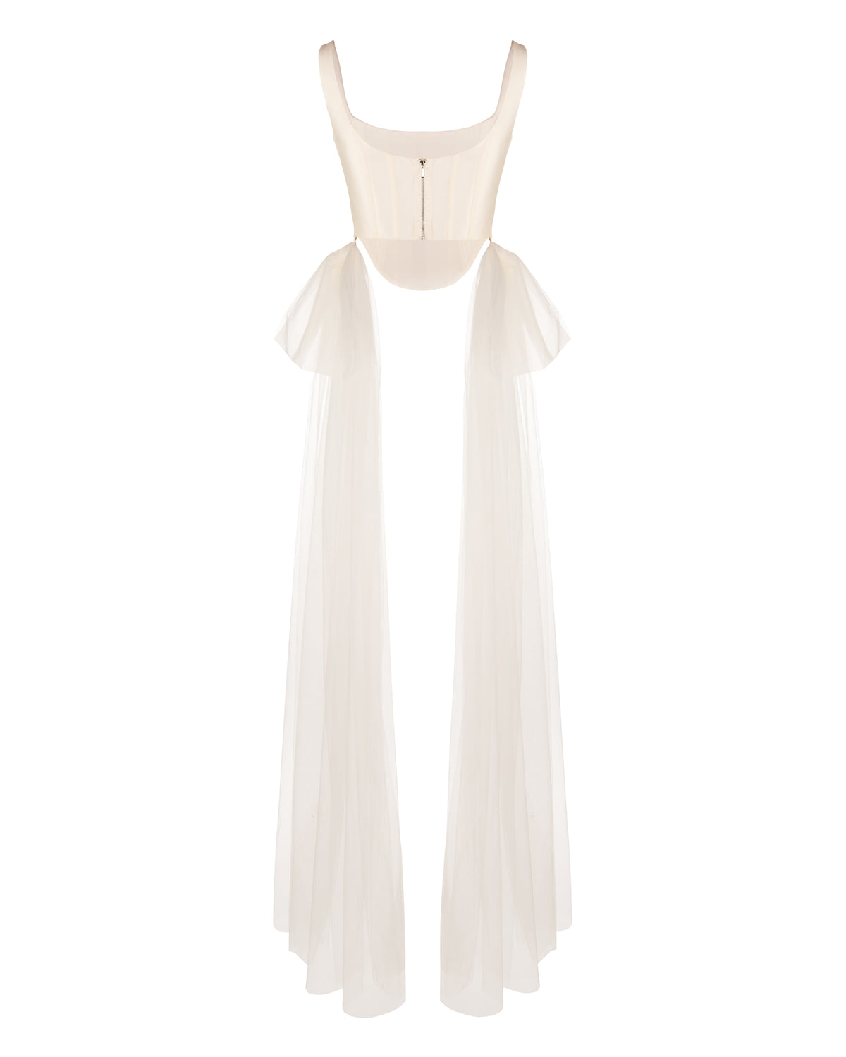 Bonnie Corset Top in Ivory Silk Wool with Tulle Bows