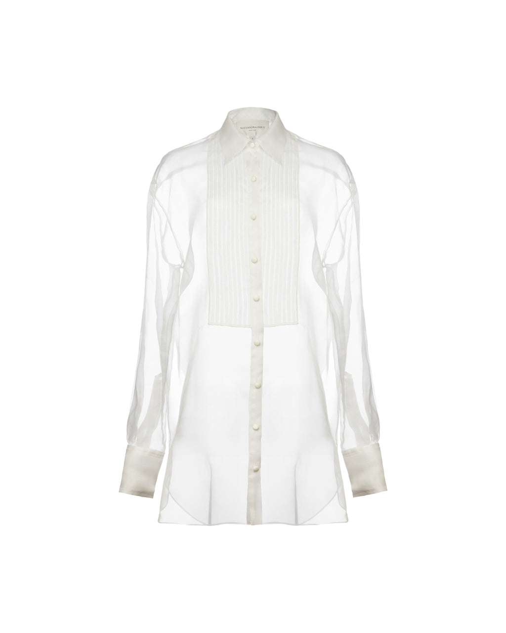 Gigi Tuxedo Shirt in White Organza