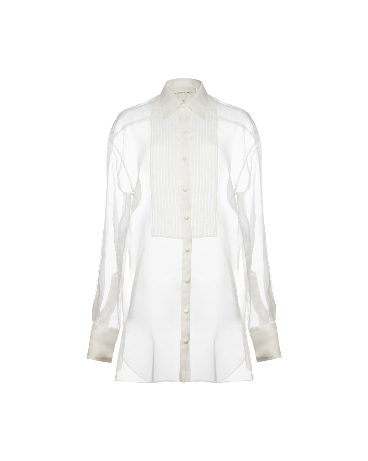 Gigi Tuxedo Shirt in White Organza