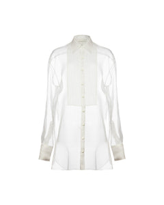 Gigi Tuxedo Shirt in White Organza