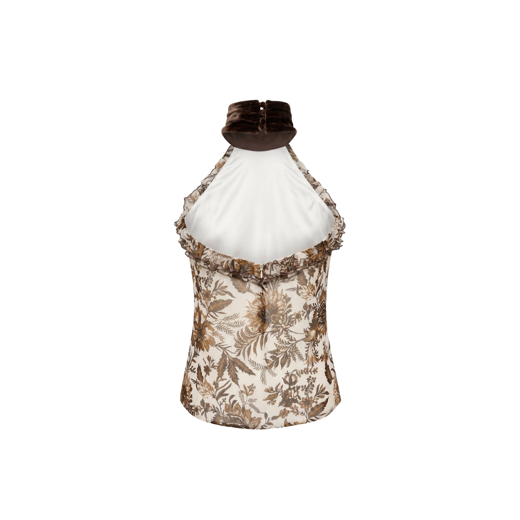 Darcy Top in Hickory Jacobean Silk Chiffon