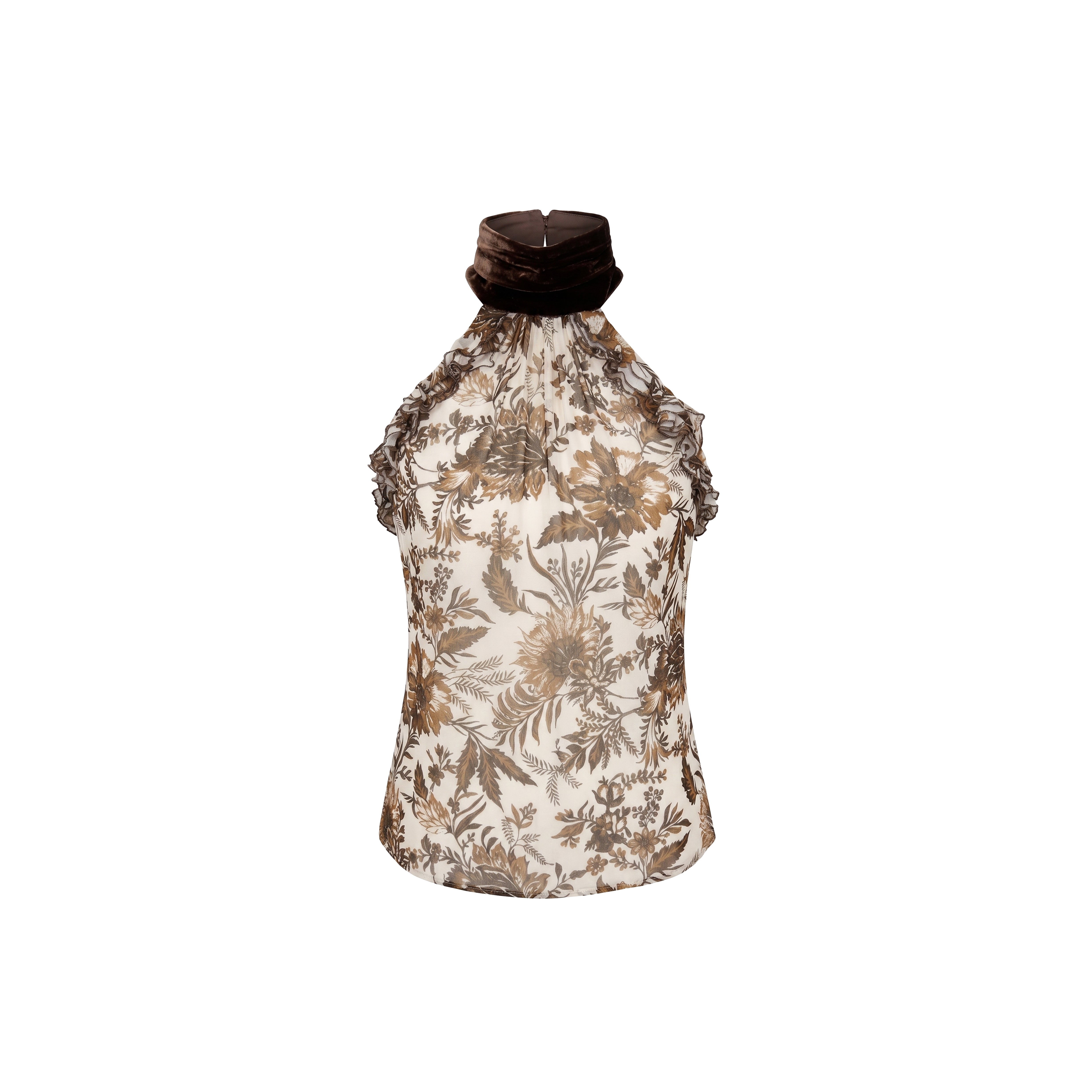 Darcy Top in Hickory Jacobean Silk Chiffon