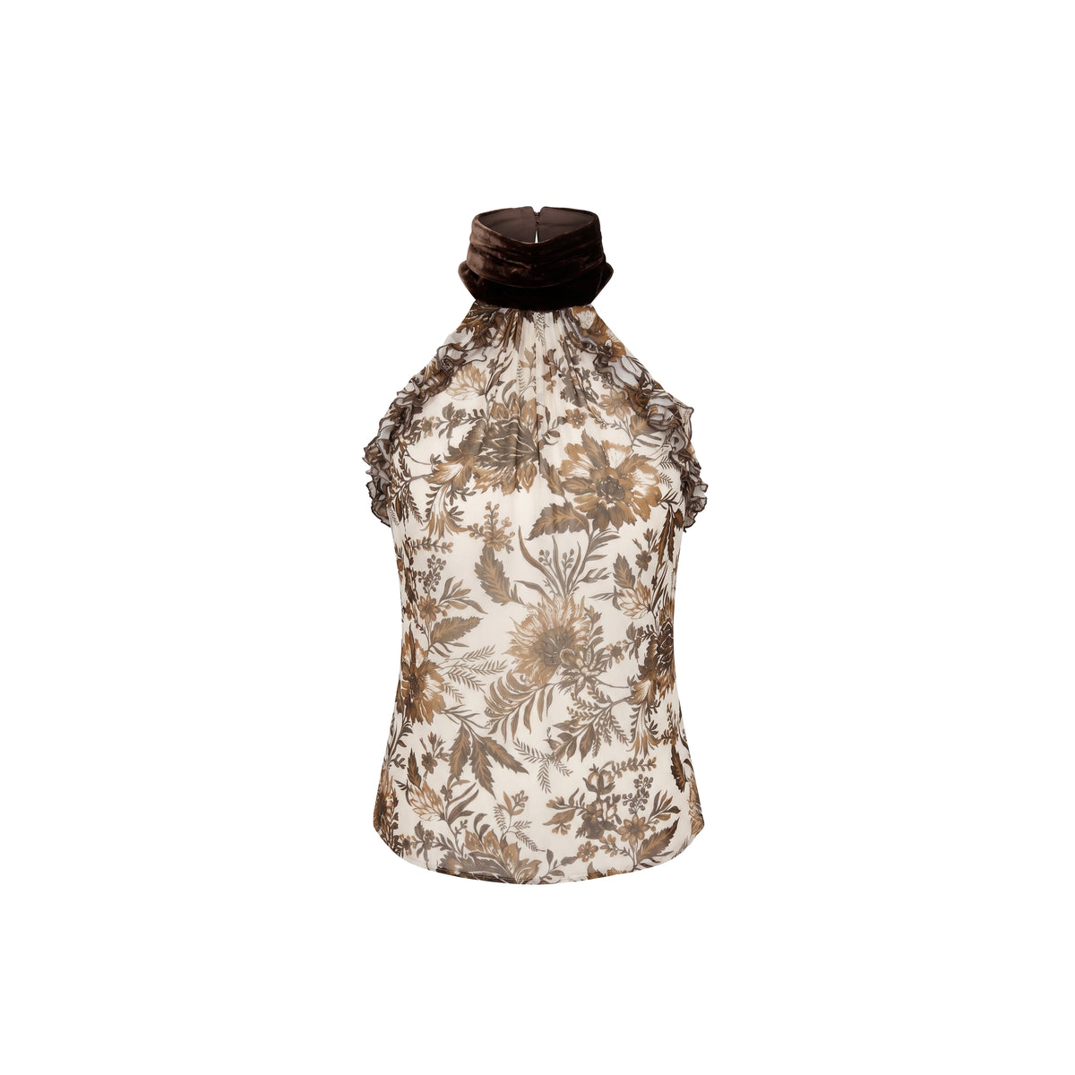 Darcy Top in Hickory Jacobean Silk Chiffon