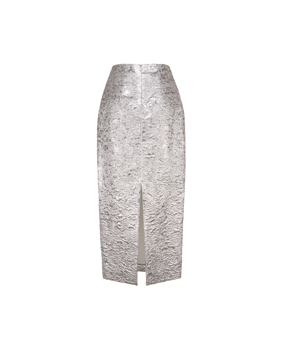 Effie Pencil Skirt in Silver Brocade