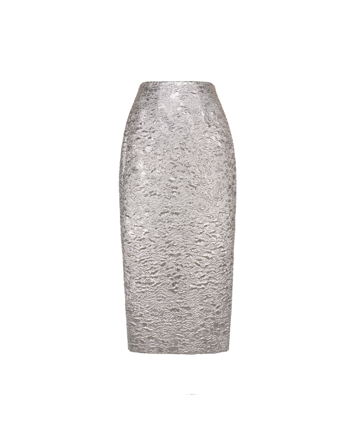 Effie Pencil Skirt in Silver Brocade