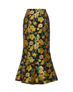 Elys Skirt in Metallic Citrine Brocade