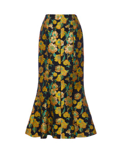 Elys Skirt in Metallic Citrine Brocade