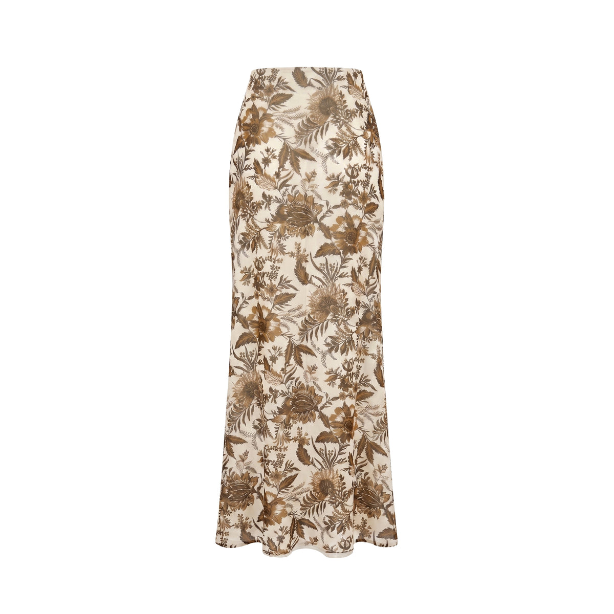 Rosamund Skirt in Hickory Jacobean Floral Silk Chiffon