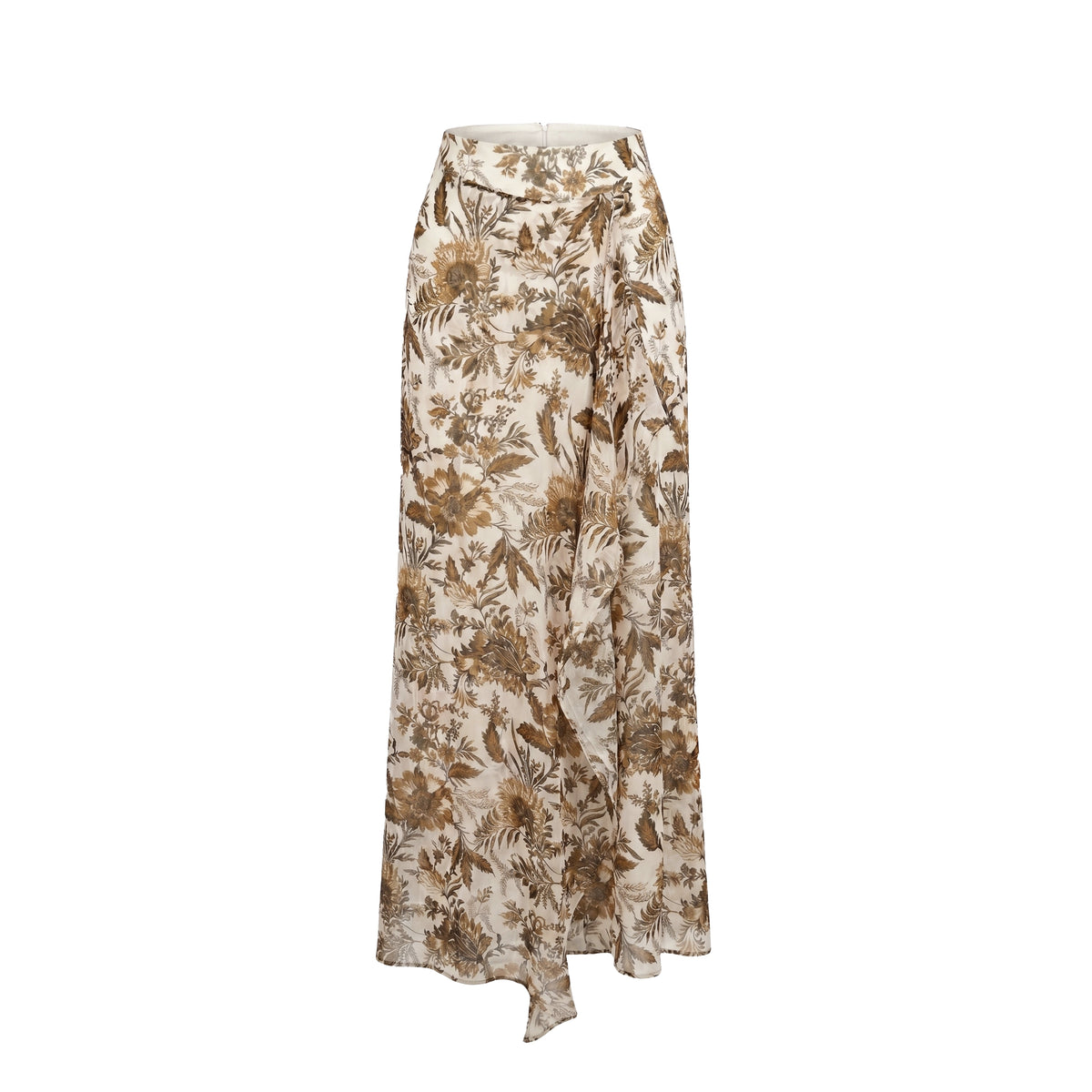 Rosamund Skirt in Hickory Jacobean Floral Silk Chiffon