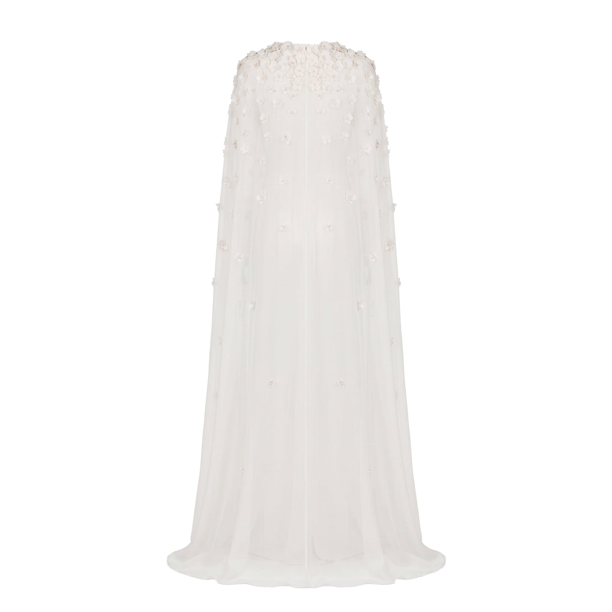 Anne Cape in Ivory Organza with Petite Fabric Flowers