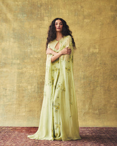 Anne Cape in Tarragon with Wildflower Clusters