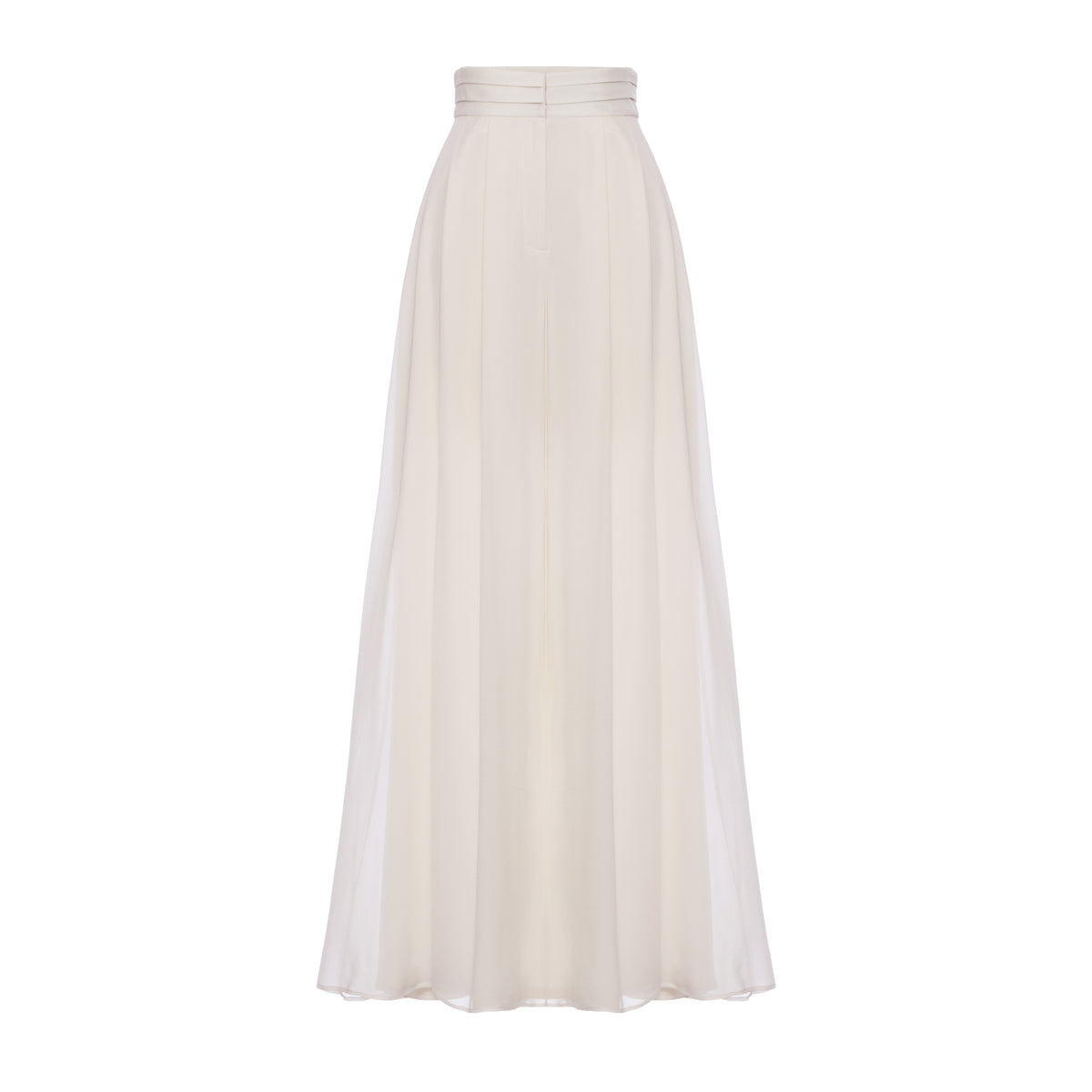 Felix Trouser in Ivory Silk Crepe with Chiffon Overlay