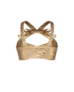 Olivia Bow Top in Gold Brocade