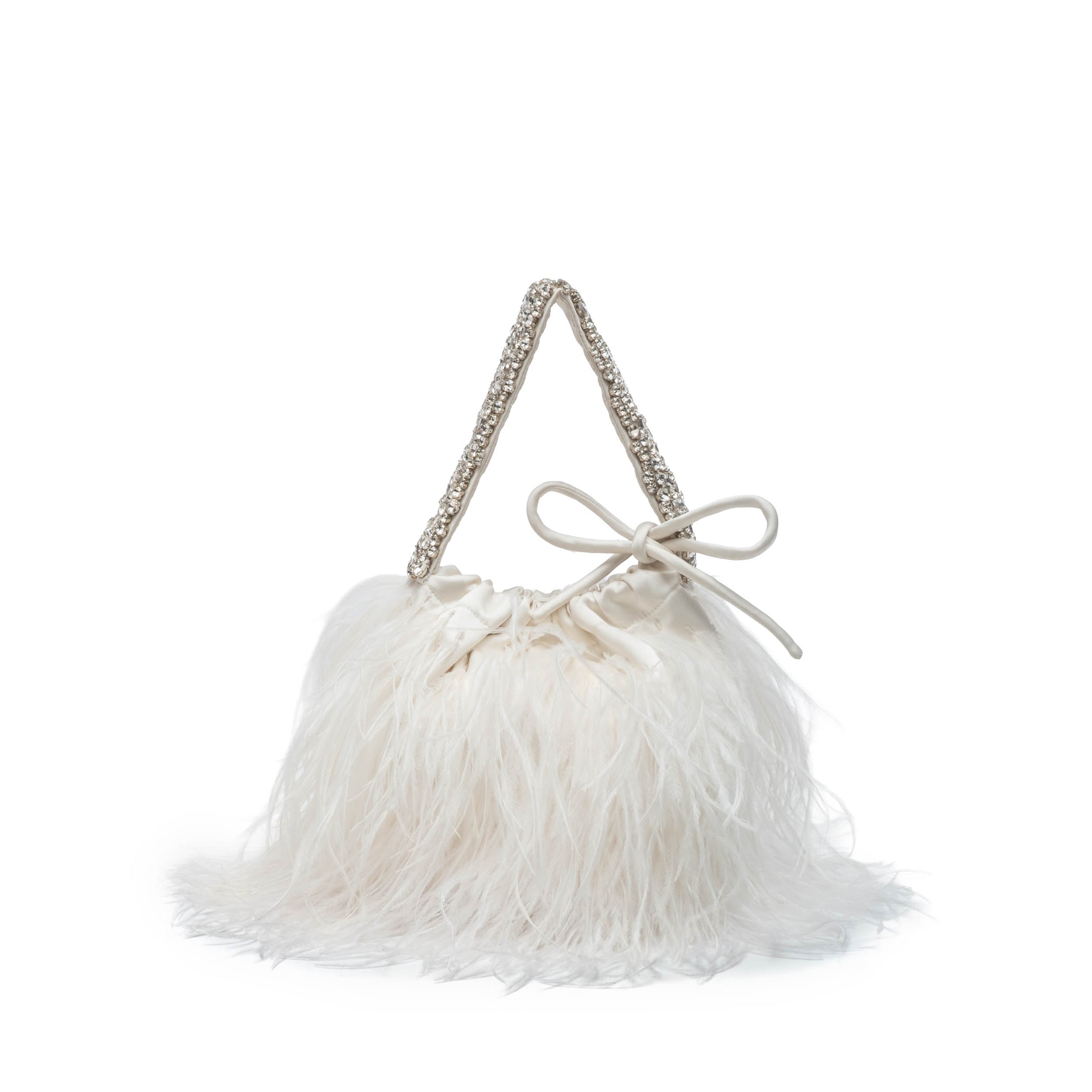 Piper Bucket Bag in Ivory with Feather Embellishment