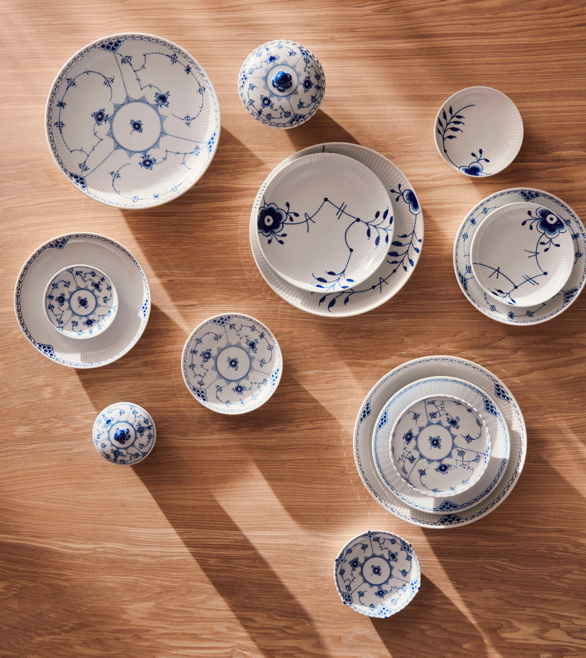 Blue Fluted Mega Shallow Bowl 7.75"