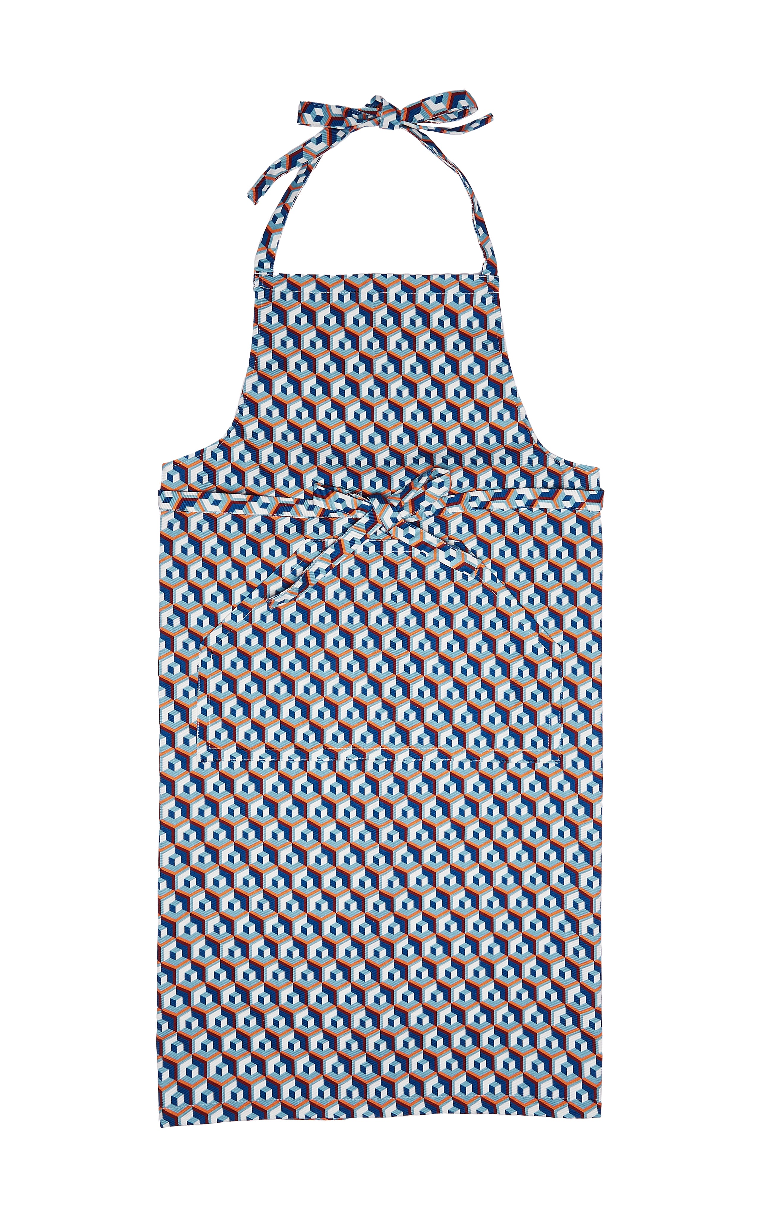 Apron With Pocket in Cubo Giallo/Fuxsia Blue