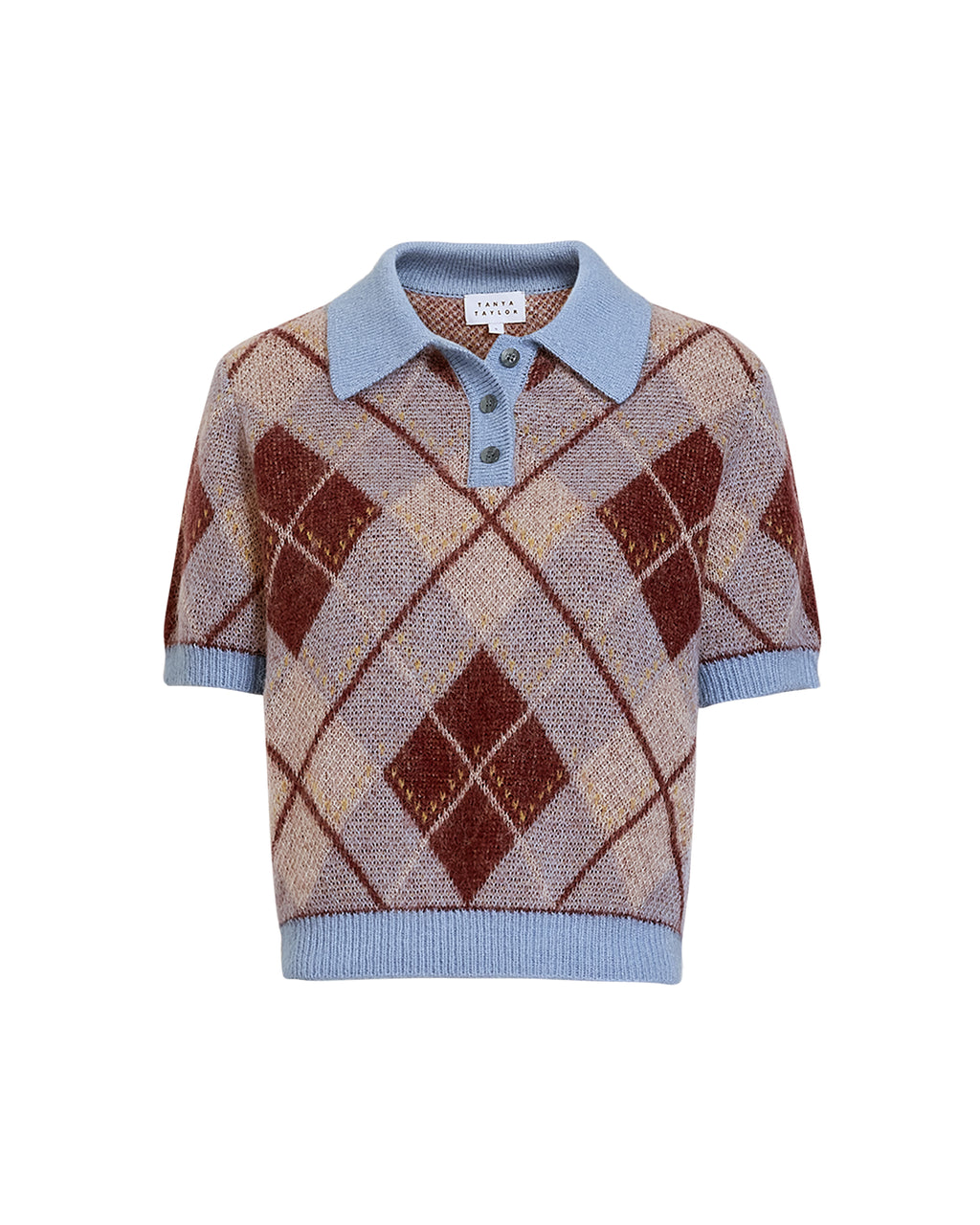 Argyle Camilla Knit Top in Winter Sky/Mahogany/Cream