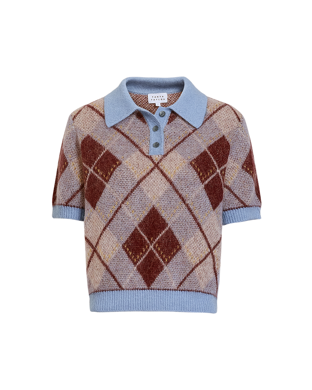Argyle Camilla Knit Top in Winter Sky/Mahogany/Cream