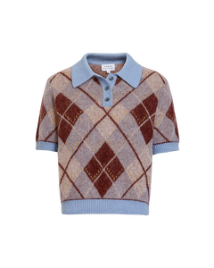 Argyle Camilla Knit Top in Winter Sky/Mahogany/Cream