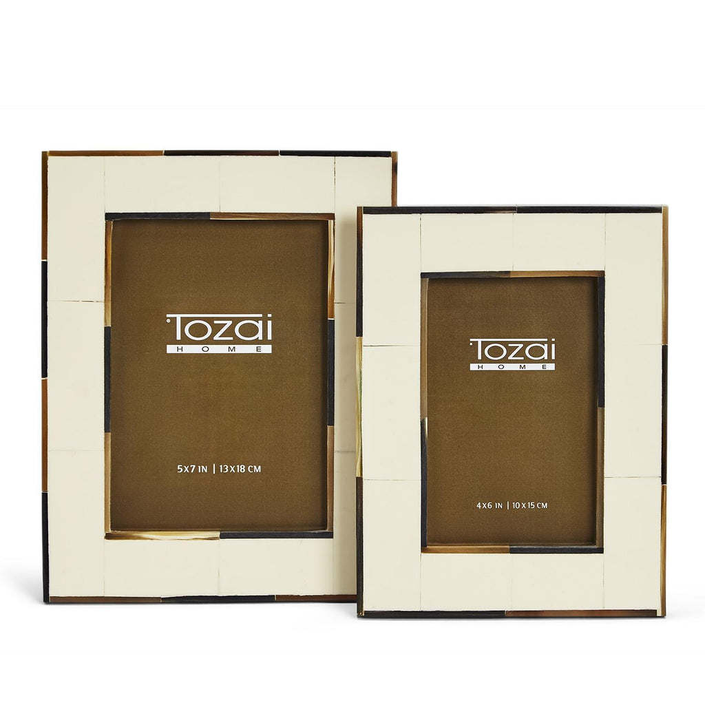 Milano Photo Frame with  Horn Inseam Includes, Set of 2