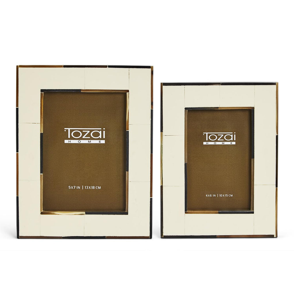 Milano Photo Frame with  Horn Inseam Includes, Set of 2
