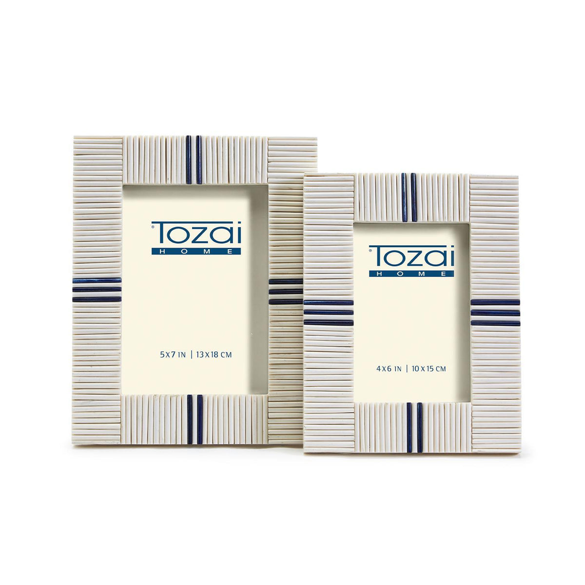 Stacks Photo Frame with Lapis Colored Inlay, Set of 2