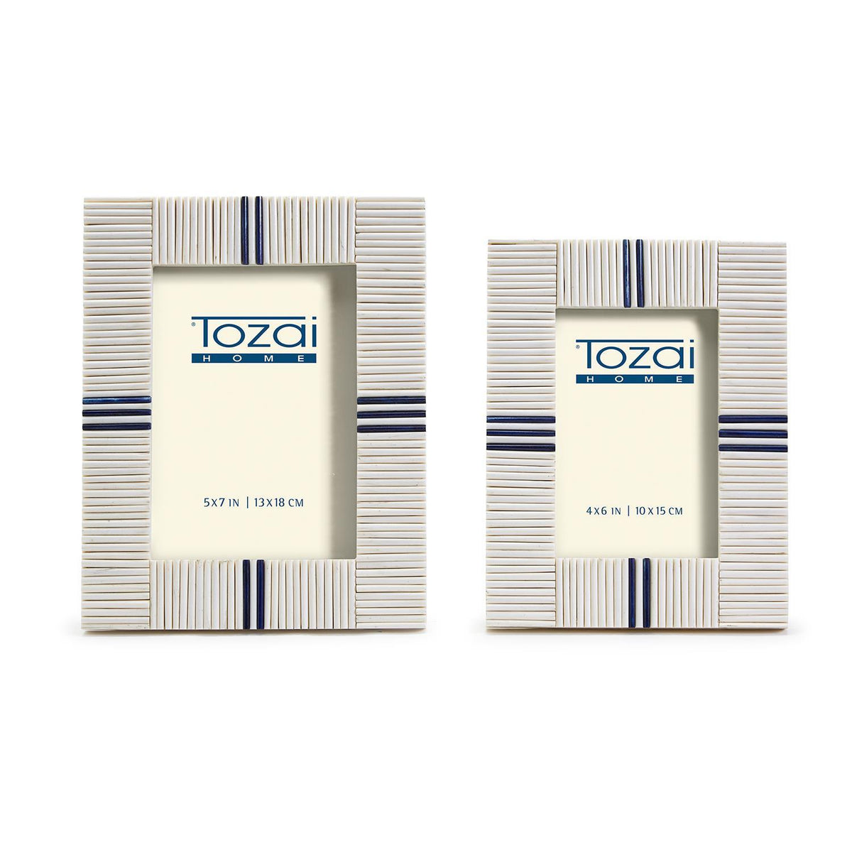 Stacks Photo Frame with Lapis Colored Inlay, Set of 2