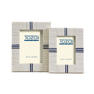 Stacks Photo Frame with Lapis Colored Inlay, Set of 2