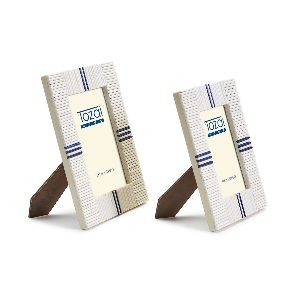 Stacks Photo Frame with Lapis Colored Inlay, Set of 2