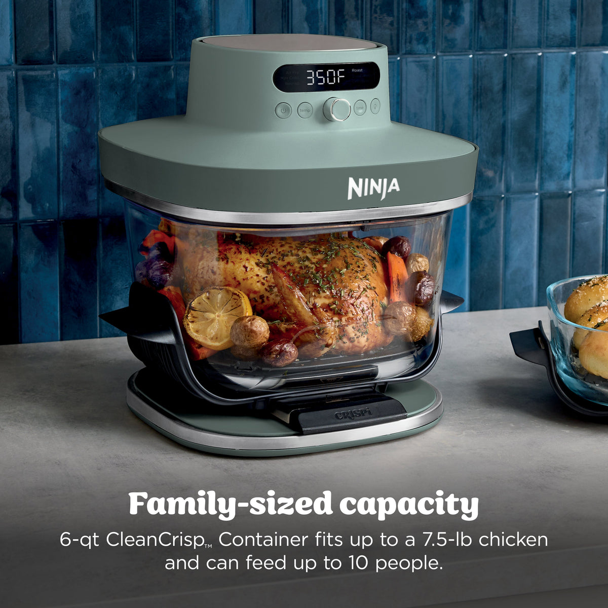 Ninja Crispi Pro 6-in-1 Glass Countertop Air Fryer, Ash Gray