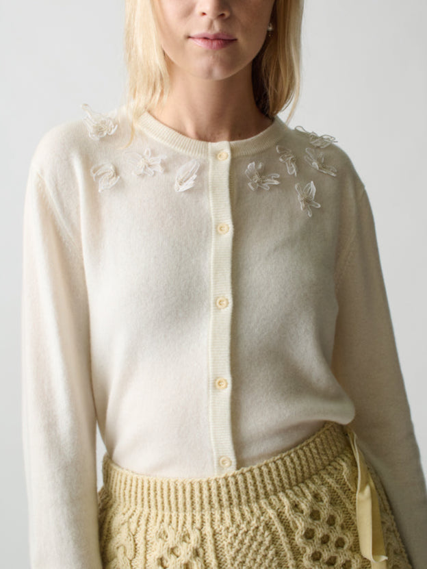 Wire Daisy Cardigan Cardigan Lingua Franca Cream XS 