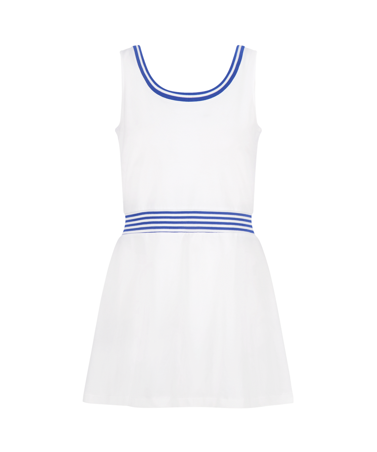 Ashby Dress in Bright White with Cadet Blue Stripe