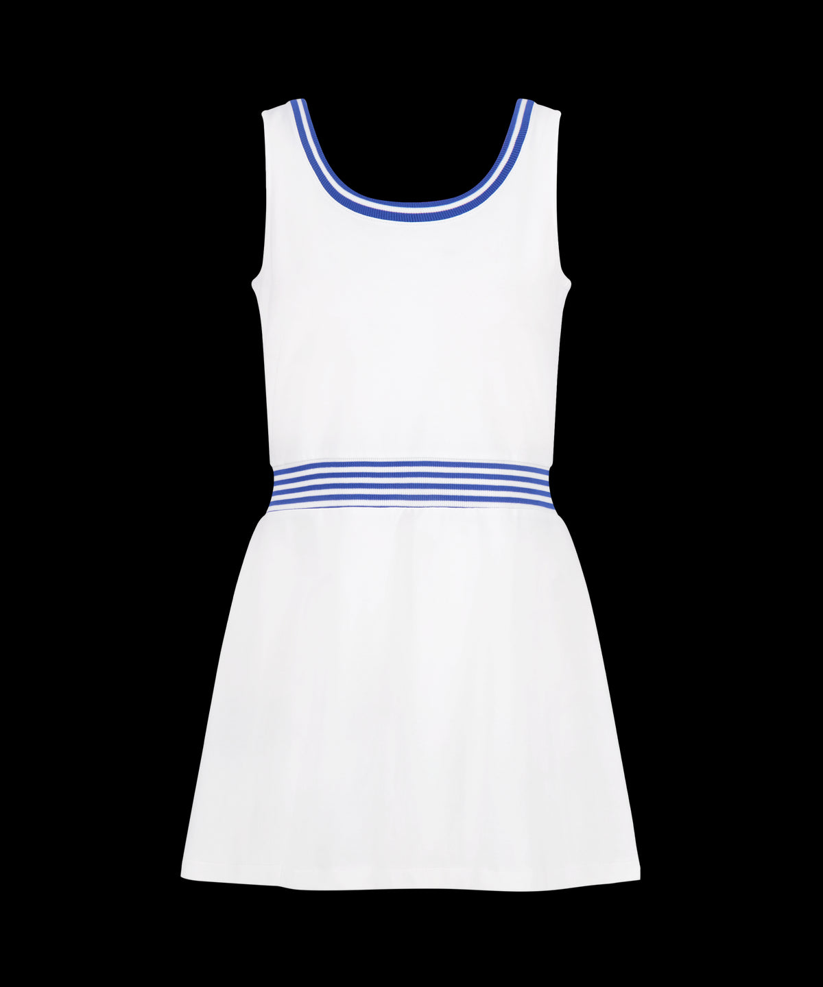 Ashby Dress in Bright White with Cadet Blue Stripe