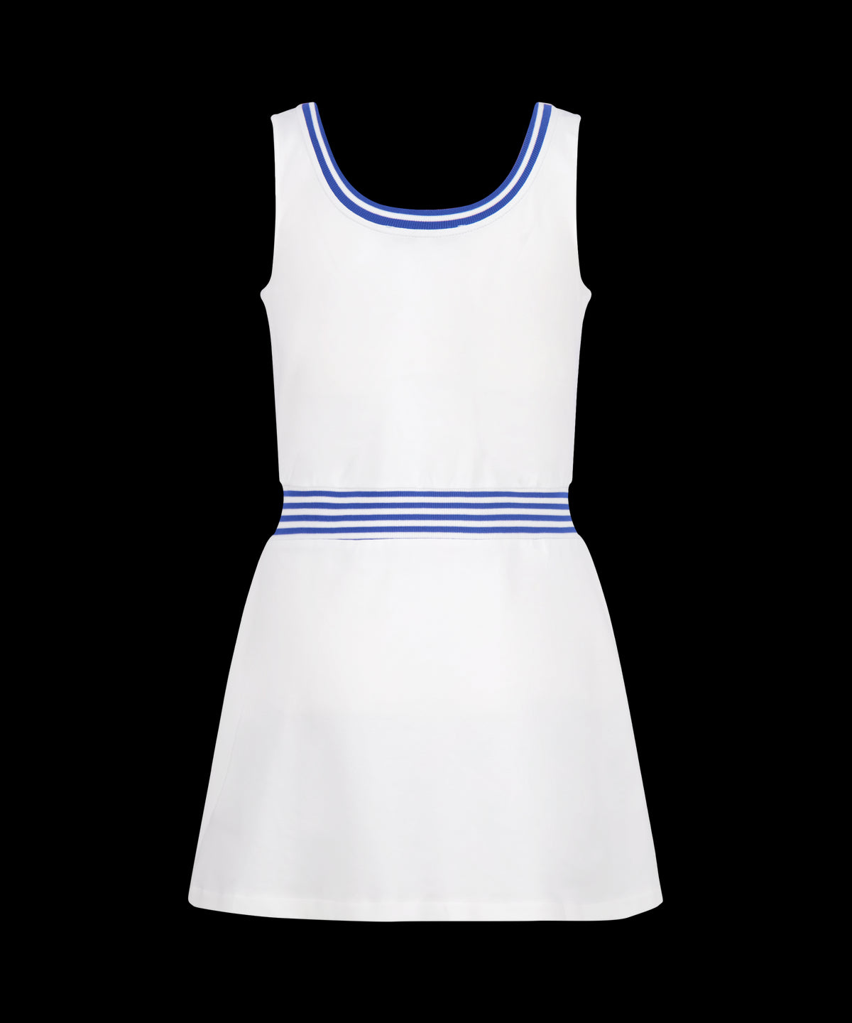 Ashby Dress in Bright White with Cadet Blue Stripe