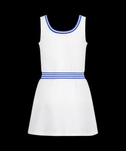 Ashby Dress in Bright White with Cadet Blue Stripe