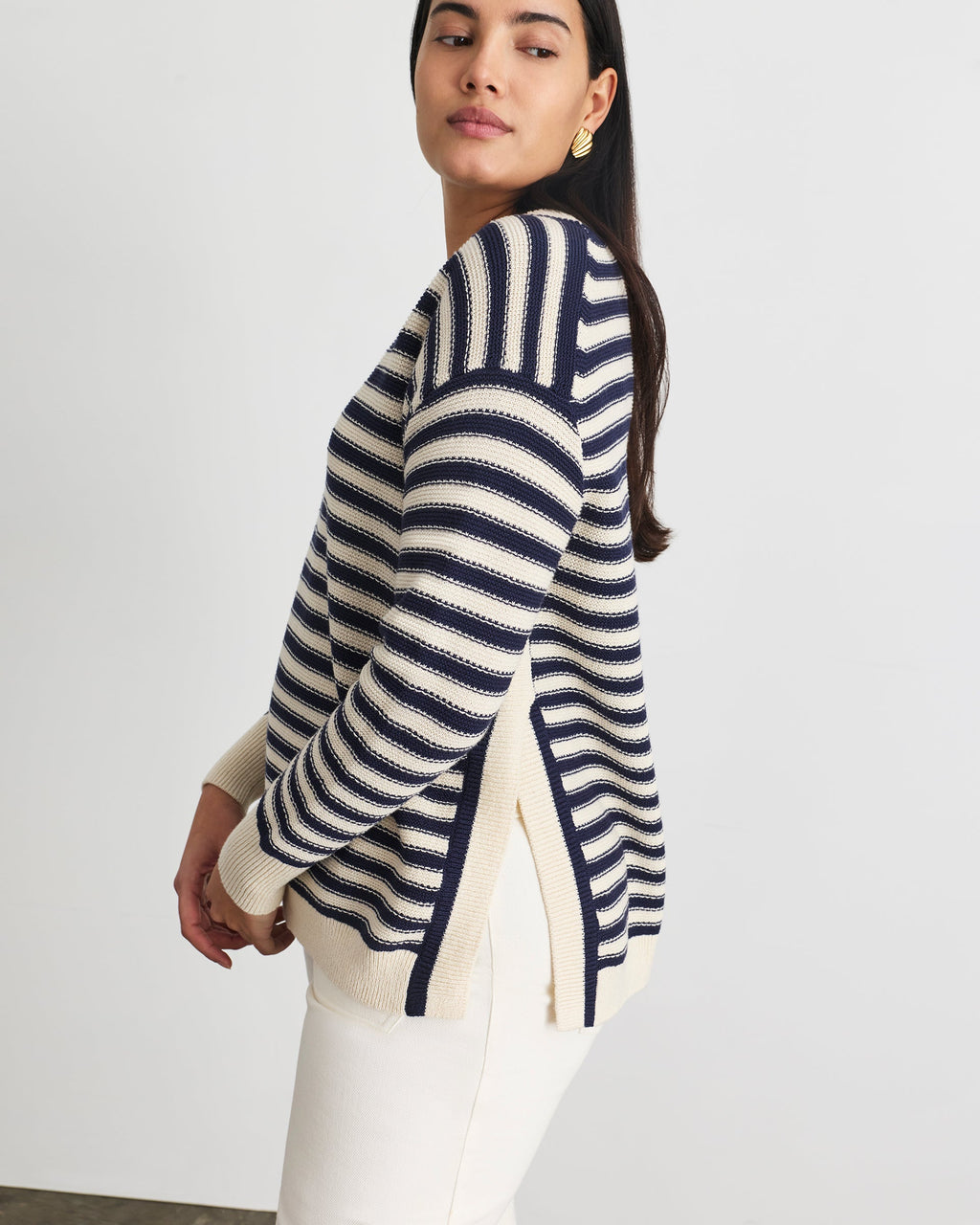 Ashby Sweater in Maritime Blue Cream Stripe