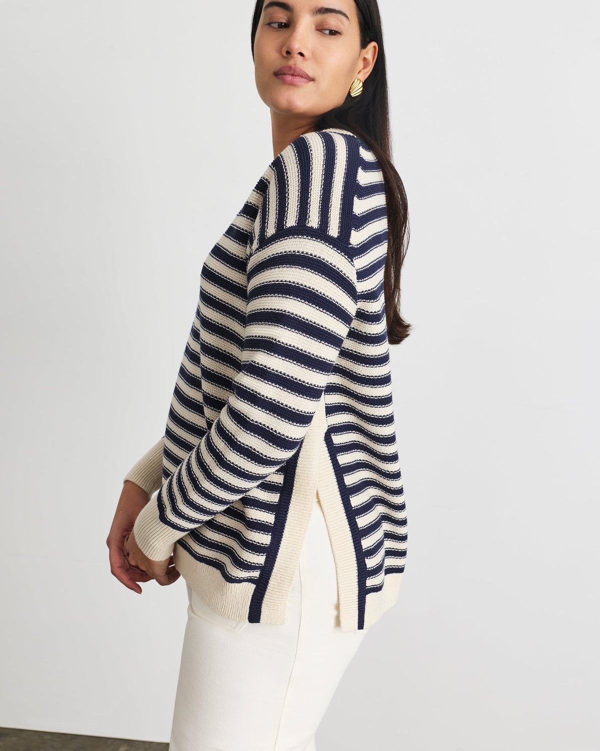 Ashby Sweater in Maritime Blue Cream Stripe