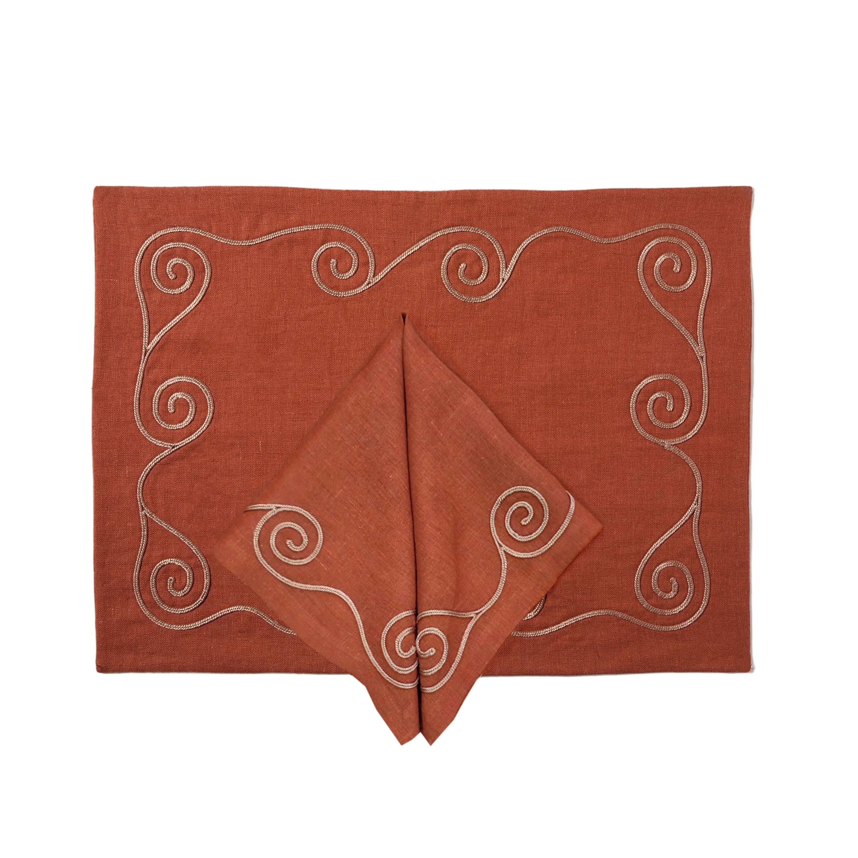 Les Vagues Napkin in Rust