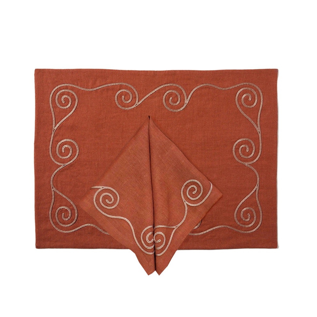 Les Vagues Napkin in Rust