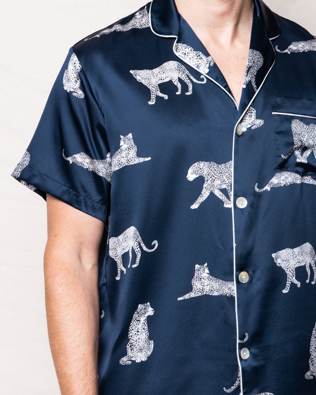 Men’s Silk Pajama Short Set in Panthère de Nuit