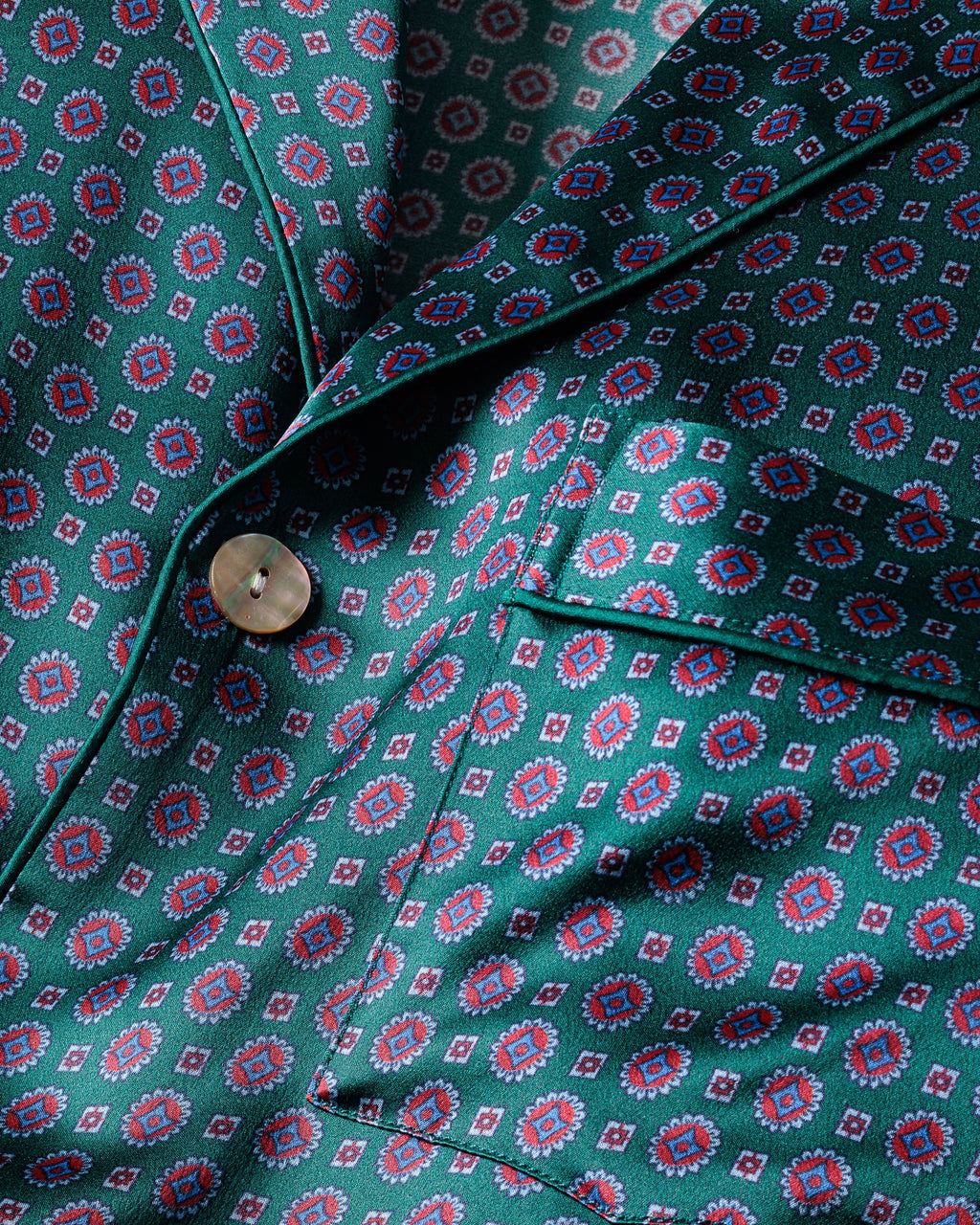 Men’s Silk Pajama Set in Emerald Foulard