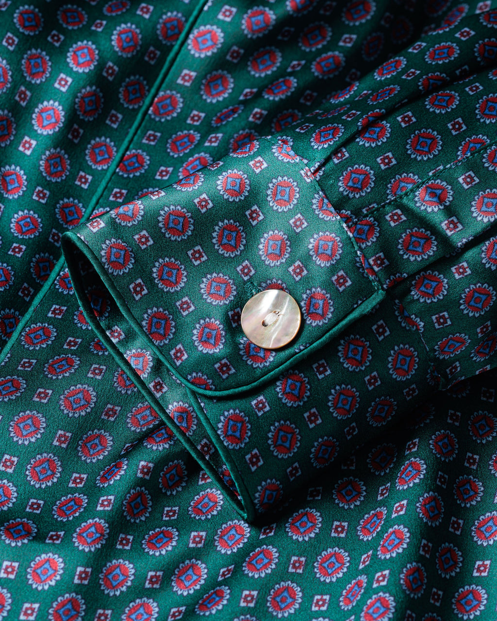 Men’s Silk Pajama Set in Emerald Foulard