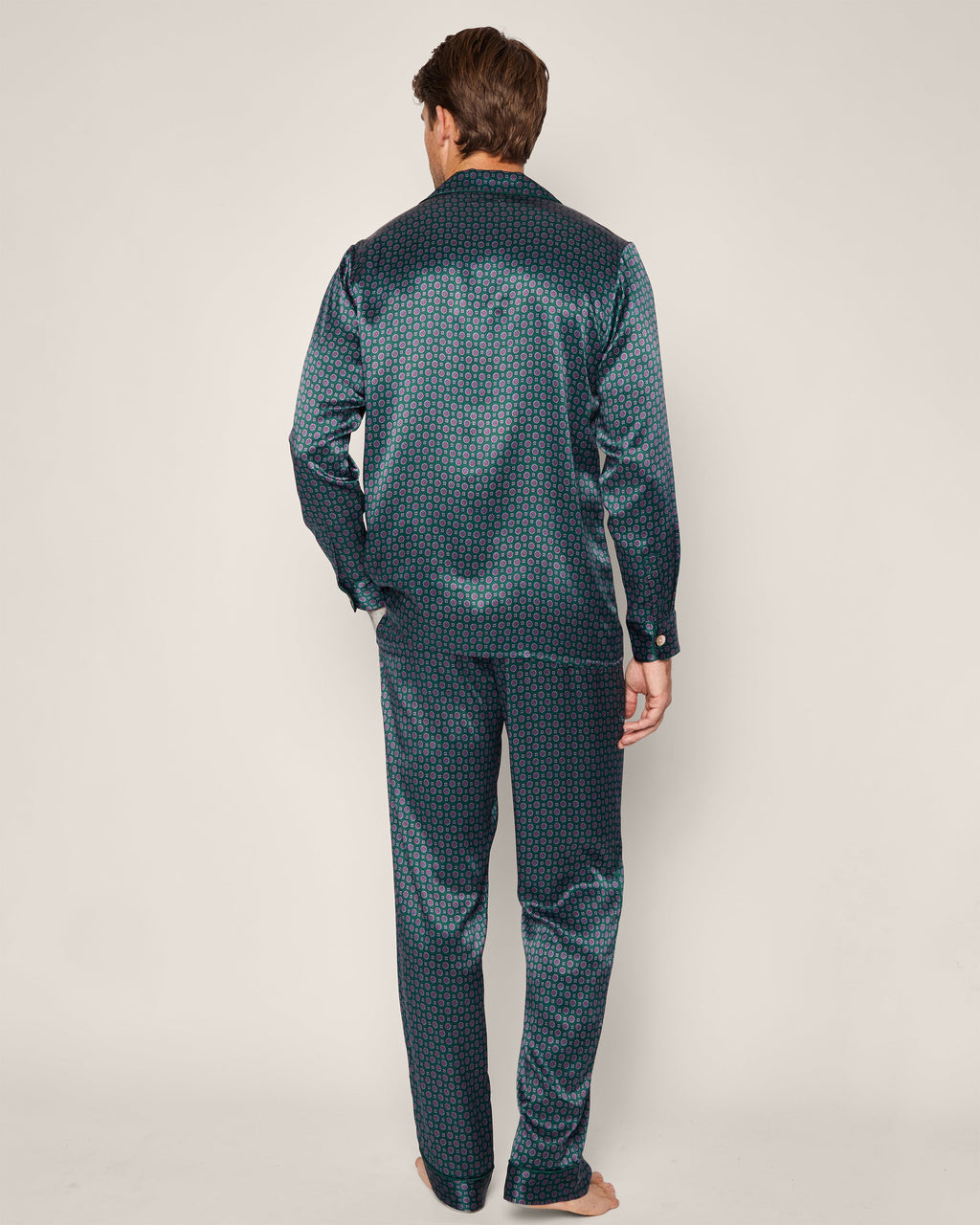 Men’s Silk Pajama Set in Emerald Foulard