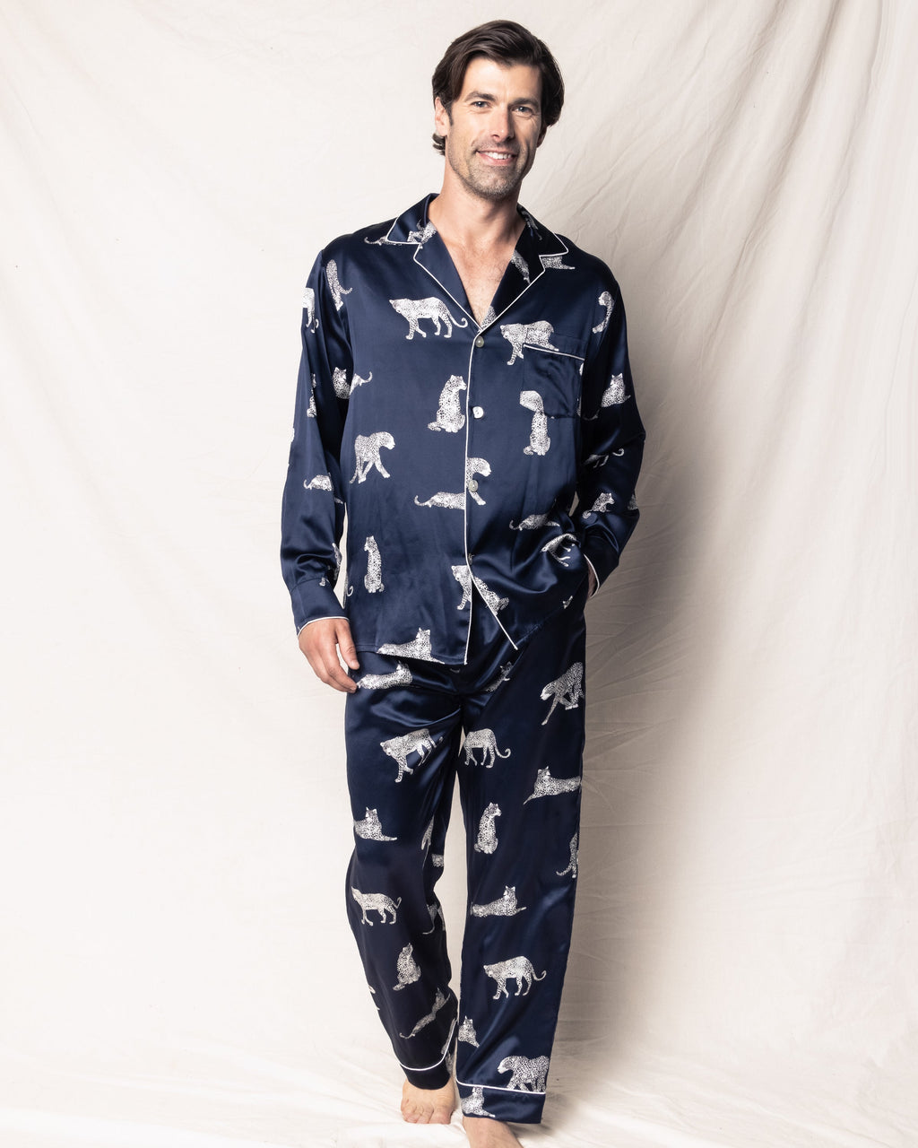 Men’s Silk Pajama Set in Panthère de Nuit