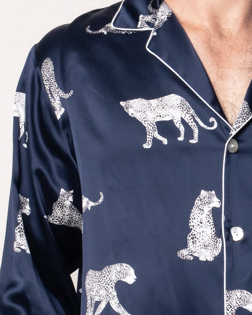 Men’s Silk Pajama Set in Panthère de Nuit