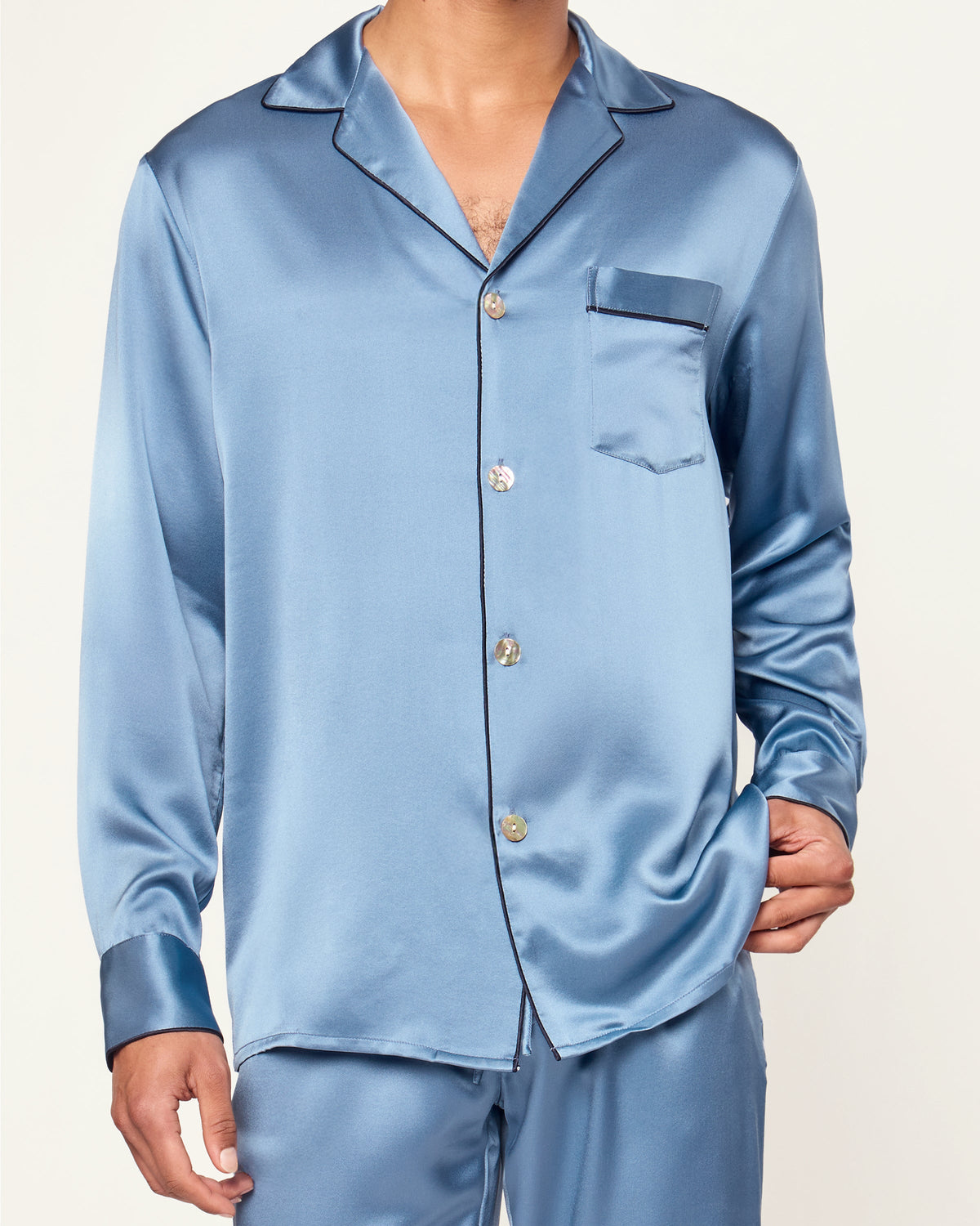 Men’s Silk Pajama Set in Mystique Blue