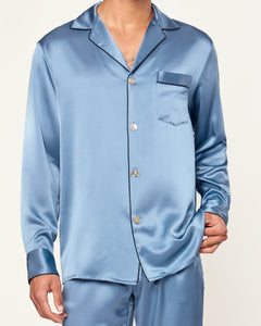 Men’s Silk Pajama Set in Mystique Blue